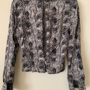 Snake Print Vintage Blouse (slightly stained)